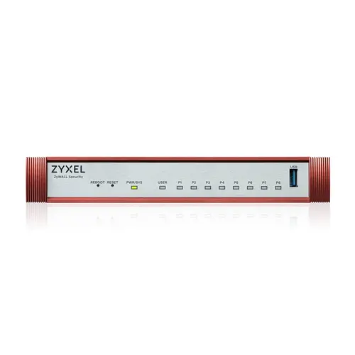 Защитна стена, ZyXEL USG FLEX 100 H, 8 Gigabit user-definable ports, 1*USB with 1 YR Gold Security Pack