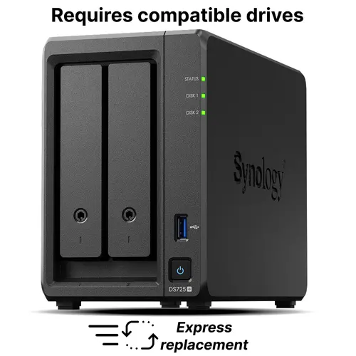 7-bay Synology NAS server for Small and Medium Business(2 bays on base, expandable to 7 with DX517) DS725+ 7-bay Synology NAS server for Small and Medium Business(2 bays on base, expandable to 7 with DX517) DS725+
