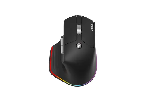 Мишка, Acer Easy Fit Wireless Mouse,RF 2.4 GHz dongle, Bluetooth 5.0, Wired, 6 buttons, DPI 4000, 122 g, Black with RGB strip Мишка, Acer Easy Fit Wireless Mouse,RF 2.4 GHz dongle, Bluetooth 5.0, Wired, 6 buttons, DPI 4000, 122 g, Black with RGB strip