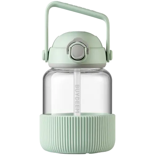 BUYDEEM Pop-Up Straw Glass Bottle 800 ml, model DG78, color Cozy Greenish