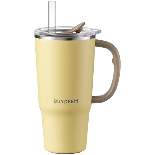 BUYDEEM Thermo Mug With Straw 700 ml, model DS57, color Mellow Yellow