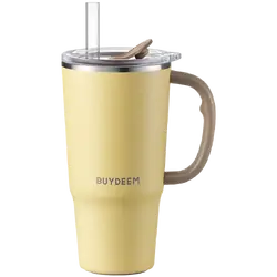 BUYDEEM Thermo Mug With Straw 700 ml, model DS57, color Mellow Yellow