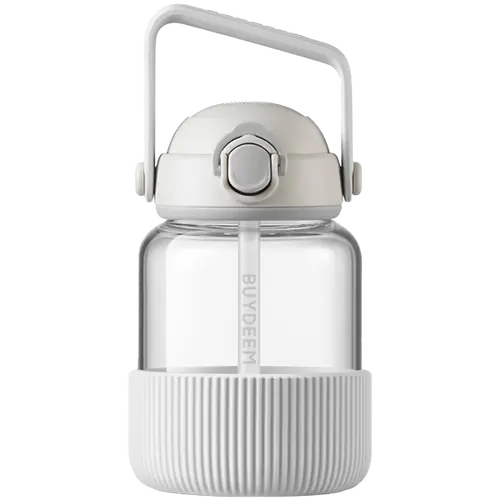 BUYDEEM Pop-Up Straw Glass Bottle 800 ml, model DG78, color Oats White