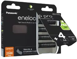 КУТИЯ ЗА БАТЕРИИ + 4 БР. АКУМОЛАТОРНИ БАТЕРИИ PRO BLACK CASE AA UP TO 2500 4BP ENELOOP