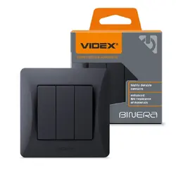 ТРОЕН КЛЮЧ 10А VF-BNSW3-BG BINERA VIDEX - ГРАФИТ