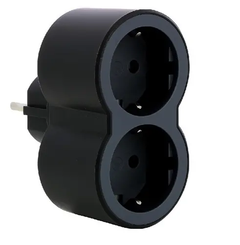 АДАПТЕР 2x ШУКО ПРАВ LEGRAND - ЧЕРНО СИВ