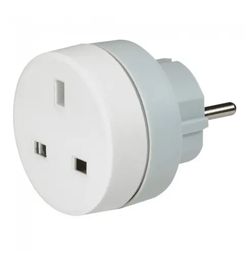 АДАПТЕР ШУКО КЪМ БРИТАНСКИ СТАНДАРТ LEGRAND - БЯЛ СИВ