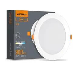 LED ЛАМПА VLE-DLBR-124 DOWNLIGHT RD 12W/4K/WH VIDEX