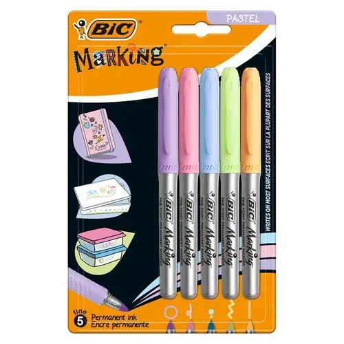 ПЕРМ. МАРКЕР 5 ЦВЯТА ПАСТЕЛ INTENSITY ЗА РАЗЛ.ПОВЪРХНОСТ BIC