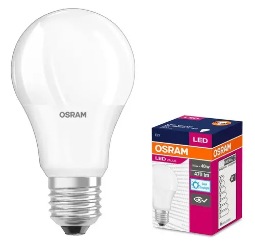 LED ЛАМПА VALUE CLA40 470lm/865 E27 LEDVANCE