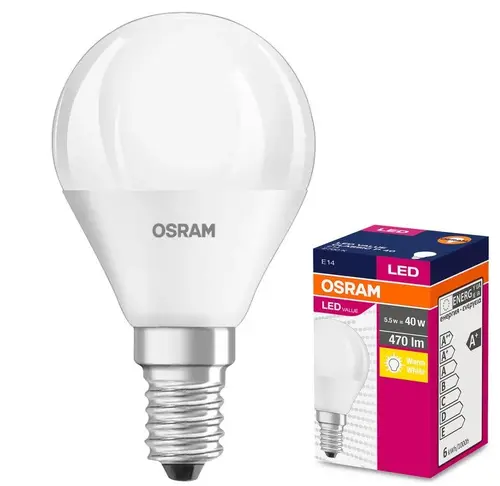 LED ЛАМПА VALUE CLP40 470lm/827/ E14 LEDVANCE